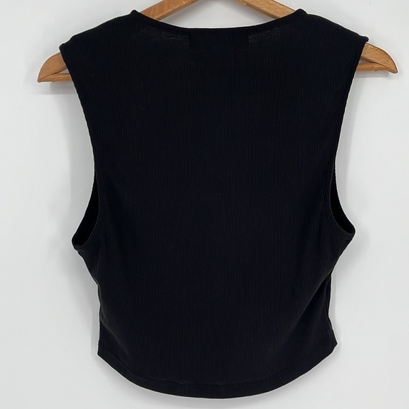 Free People Beach Sleeveless Square Neck Black Cropped Tank Size Small NWT! - Picture 5 of 5